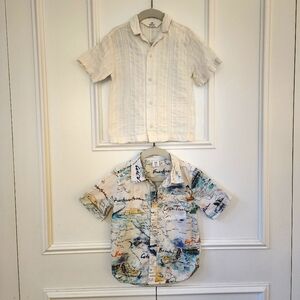 Lot of 2 GAP H&M Toddler Boys Cuban Resort Summer Breezy Button Shirts 4T